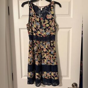 LC Lauren Conrad Navy and White Lace Dress